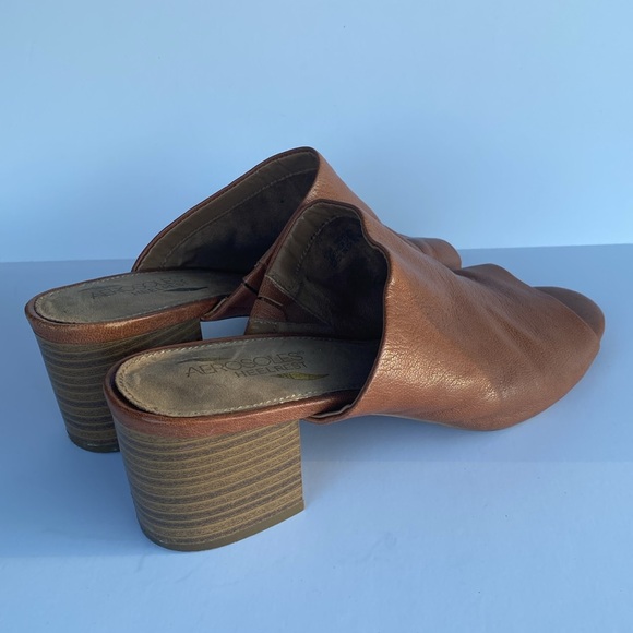 Aerosols Heelrest Brown Leather Slip-On Open-Toed Shoe Size 10 - Picture 5 of 10